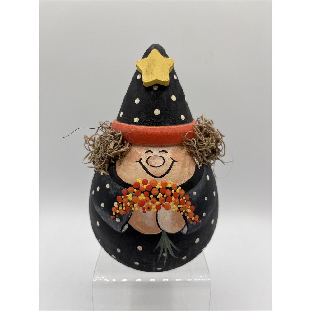 Cute Hand Painted Wooden Witch Shelf Sitter
